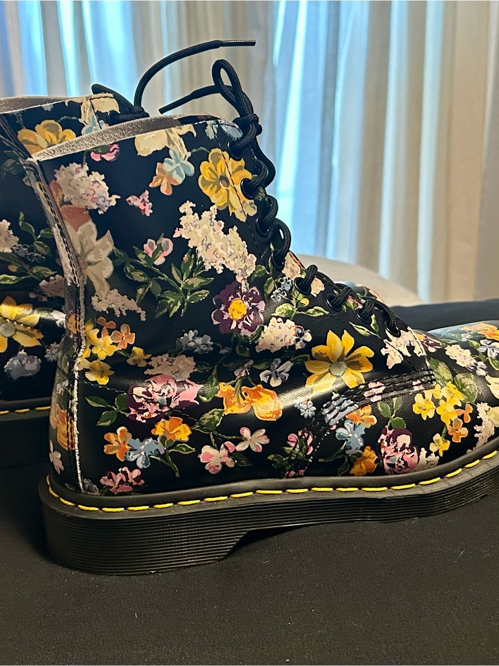 Dr. Martens Black Floral Lace-Up Boot, 9 - Picture 6 of 11